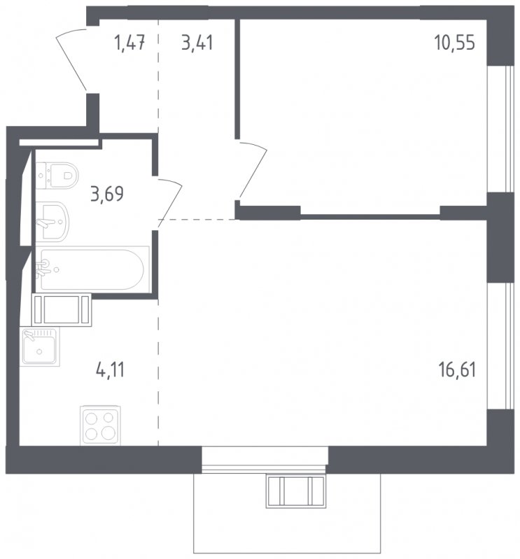 2-комнатная квартира с полной отделкой, 39.84 м2, 15 этаж, сдача 2 квартал 2023 г., ЖК Пригород Лесное, корпус 2.1 - объявление 1572108 - фото №1