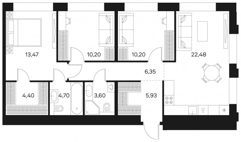 3-комнатная квартира без отделки, 80.83 м2, 19 этаж, сдача 4 квартал 2024 г., ЖК FØRST, корпус 1 - объявление 1942354 - фото №1