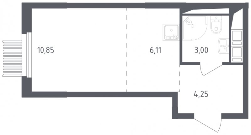 1-комнатная квартира с полной отделкой, 24.21 м2, 11 этаж, сдача 2 квартал 2023 г., ЖК Мытищи Парк, корпус 1 - объявление 1770538 - фото №1