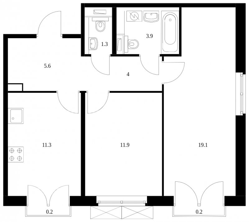 2-комнатная квартира с полной отделкой, 57.5 м2, 5 этаж, сдача 3 квартал 2023 г., ЖК Середневский лес, корпус 1.2 - объявление 1606108 - фото №1
