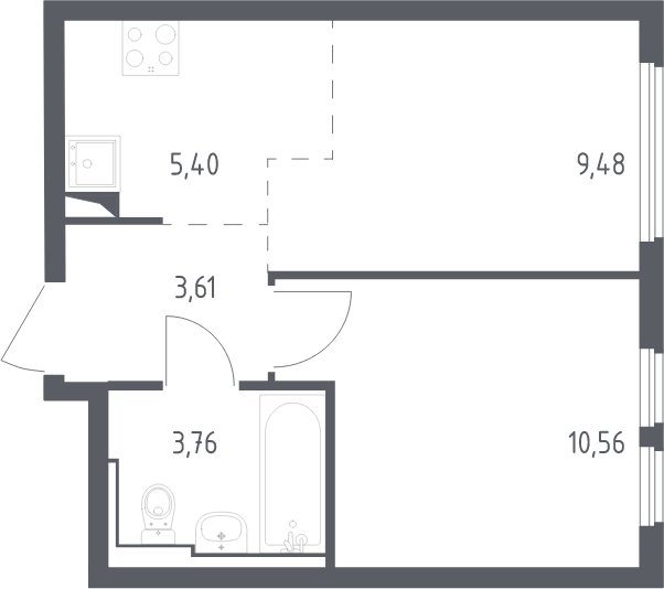2-комнатная квартира с полной отделкой, 32.8 м2, 12 этаж, сдача 1 квартал 2025 г., ЖК Остафьево, корпус 17 - объявление 2070579 - фото №1