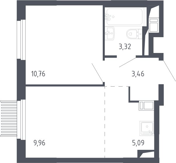 2-комнатная квартира с полной отделкой, 32.6 м2, 8 этаж, сдача 3 квартал 2023 г., ЖК Мытищи Парк, корпус 2 - объявление 2066381 - фото №1