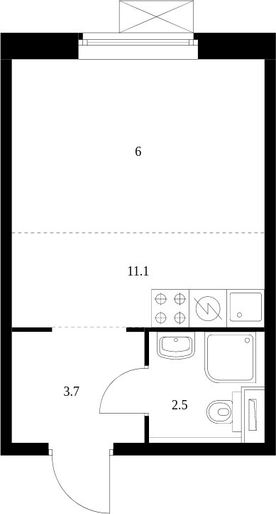 Студия с полной отделкой, 23.3 м2, 14 этаж, сдача 3 квартал 2024 г., ЖК Люблинский парк, корпус 15 - объявление 1996790 - фото №1