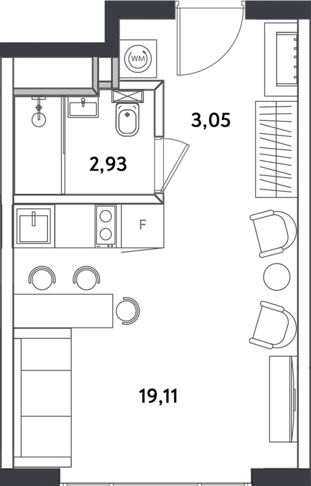 1-комнатные апартаменты с полной отделкой, 25.59 м2, 23 этаж, сдача 4 квартал 2024 г., ЖК Измайловский парк, корпус 1 - объявление 2362749 - фото №1