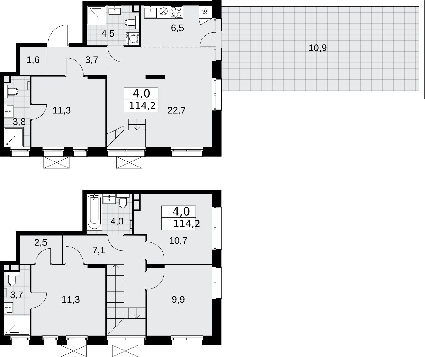 4-комнатная квартира без отделки, 114.2 м2, 2 этаж, сдача 1 квартал 2026 г., ЖК Прокшино, корпус 10.1.2 - объявление 2334137 - фото №1