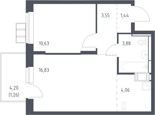 2-комнатная квартира с полной отделкой, 41.6 м2, 4 этаж, сдача 1 квартал 2025 г., ЖК Алхимово, корпус 9 - объявление 2064643 - фото №1