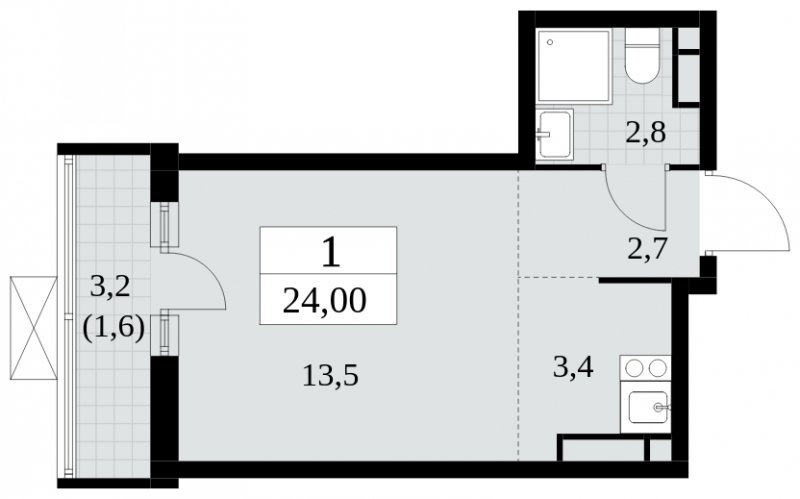 Студия с частичной отделкой, 24 м2, 9 этаж, сдача 3 квартал 2024 г., ЖК Прокшино, корпус 8.2 - объявление 1683799 - фото №1