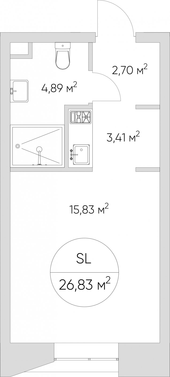 Студия без отделки, 26.83 м2, 13 этаж, дом сдан, ЖК N'ICE LOFT, корпус 1 - объявление 2406254 - фото №1