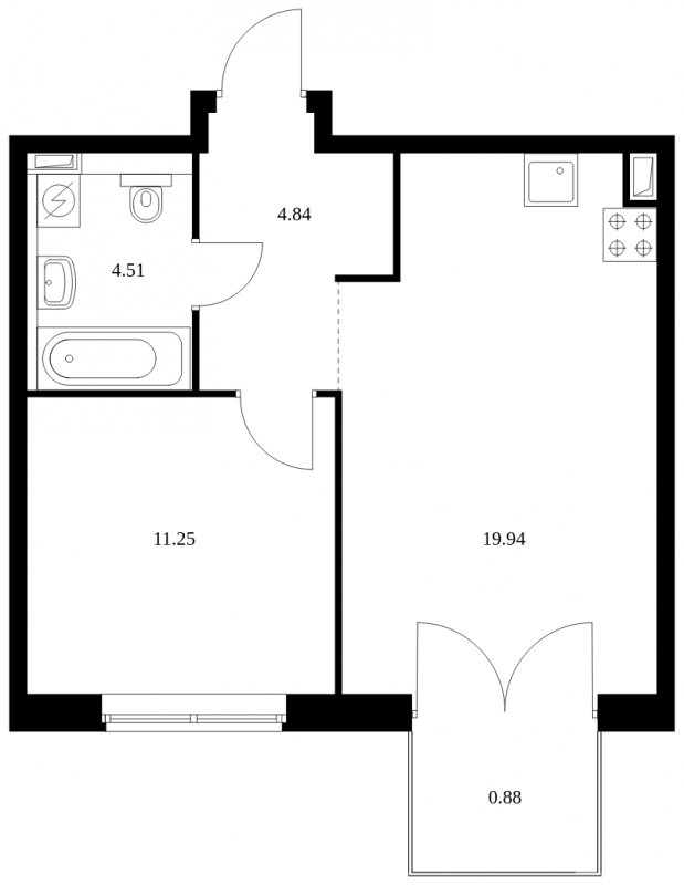 1-комнатная квартира с полной отделкой, 41.42 м2, 7 этаж, сдача 1 квартал 2024 г., ЖК Green Park, корпус 8 - объявление 1758770 - фото №1