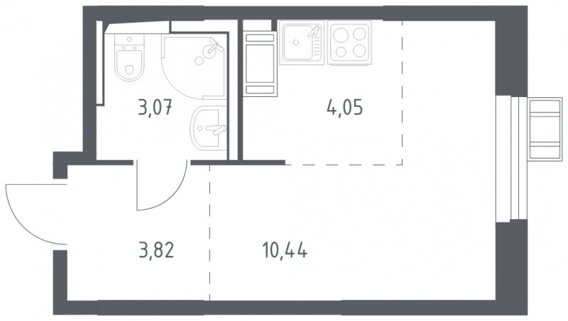 1-комнатная квартира с полной отделкой, 21.38 м2, 7 этаж, сдача 2 квартал 2023 г., ЖК Томилино Парк, корпус 4.3 - объявление 1756804 - фото №1