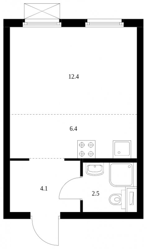 Студия с полной отделкой, 25.4 м2, 18 этаж, сдача 3 квартал 2024 г., ЖК Руставели 14, корпус 2.3 - объявление 1679697 - фото №1