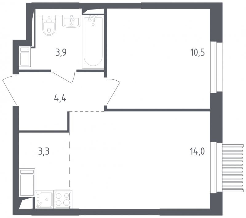 2-комнатная квартира с полной отделкой, 36.1 м2, 17 этаж, сдача 2 квартал 2025 г., ЖК Мытищи Парк, корпус 4 - объявление 1823570 - фото №1