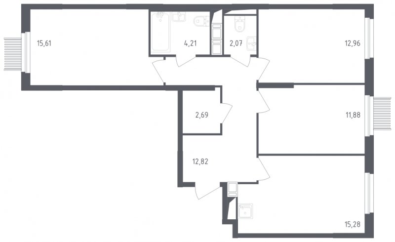 3-комнатная квартира с полной отделкой, 77.52 м2, 9 этаж, сдача 2 квартал 2023 г., ЖК Мытищи Парк, корпус 1 - объявление 1770583 - фото №1