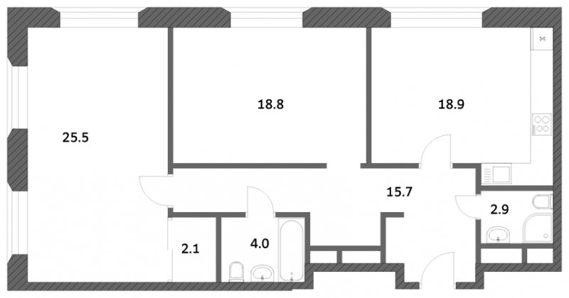 2-комнатная квартира с частичной отделкой, 87.84 м2, 5 этаж, сдача 4 квартал 2023 г., ЖК Городские истории, корпус 1 - объявление 1590605 - фото №1
