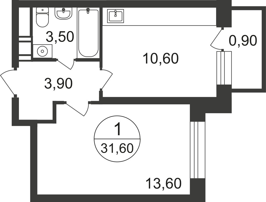 1-комнатная квартира с полной отделкой, 32.5 м2, 16 этаж, дом сдан, ЖК Люберцы, корпус 66 - объявление 2323286 - фото №1
