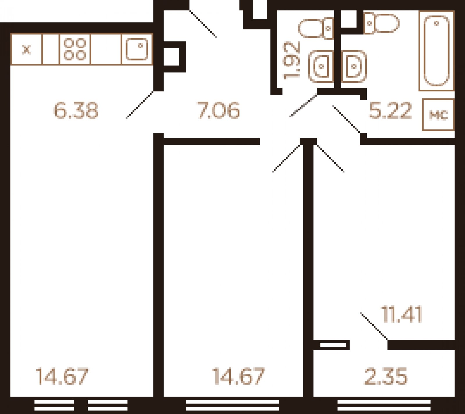 3-комнатная квартира без отделки, 62 м2, 8 этаж, дом сдан, ЖК Миниполис Рафинад, корпус 9 - объявление 2033261 - фото №1