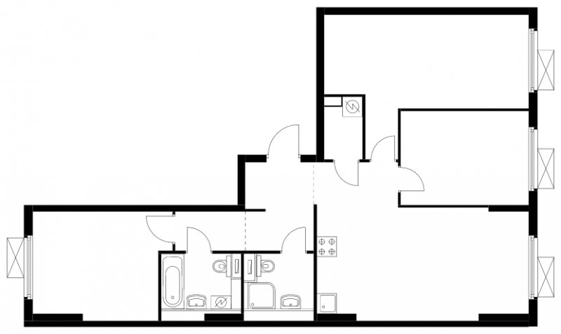 3-комнатная квартира с полной отделкой, 84.5 м2, 3 этаж, сдача 4 квартал 2024 г., ЖК Бунинские луга, корпус 3.4.1 - объявление 1785170 - фото №1