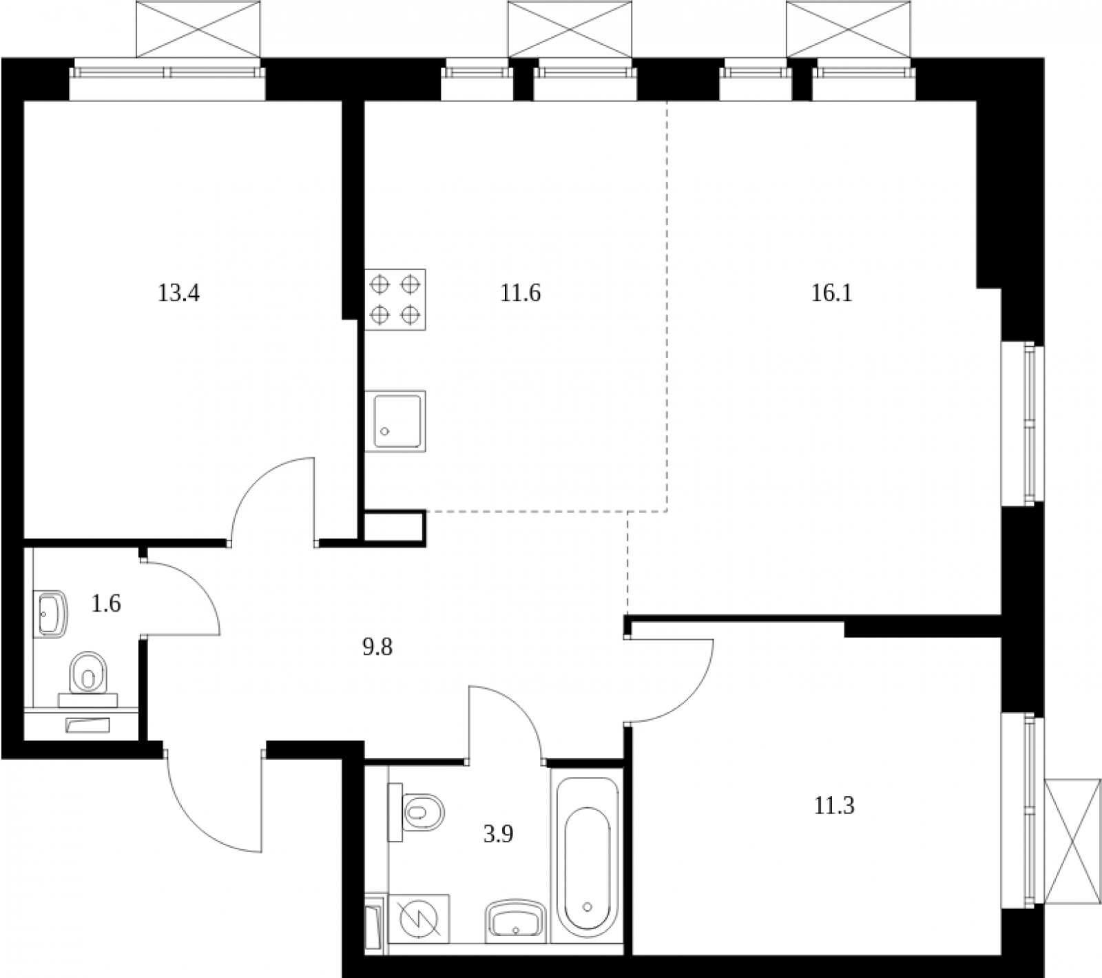 3-комнатная квартира с полной отделкой, 67.5 м2, 2 этаж, дом сдан, ЖК Второй Нагатинский, корпус 1 - объявление 2055970 - фото №1