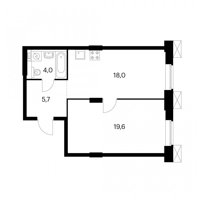 1-комнатная квартира с полной отделкой, 47.3 м2, 3 этаж, сдача 4 квартал 2022 г., ЖК Волоколамское 24, корпус 1 - объявление 1755520 - фото №1