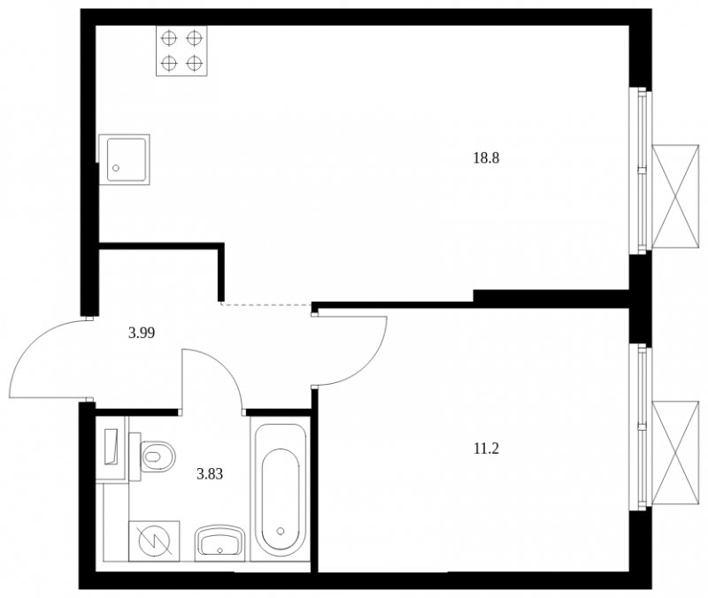 1-комнатная квартира с полной отделкой, 37.82 м2, 22 этаж, сдача 4 квартал 2024 г., ЖК Матвеевский Парк, корпус 1.5 - объявление 1964751 - фото №1