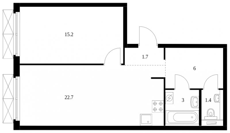 1-комнатная квартира с полной отделкой, 49.8 м2, 2 этаж, сдача 3 квартал 2023 г., ЖК Западный порт, корпус 2.2.2 - объявление 1783650 - фото №1