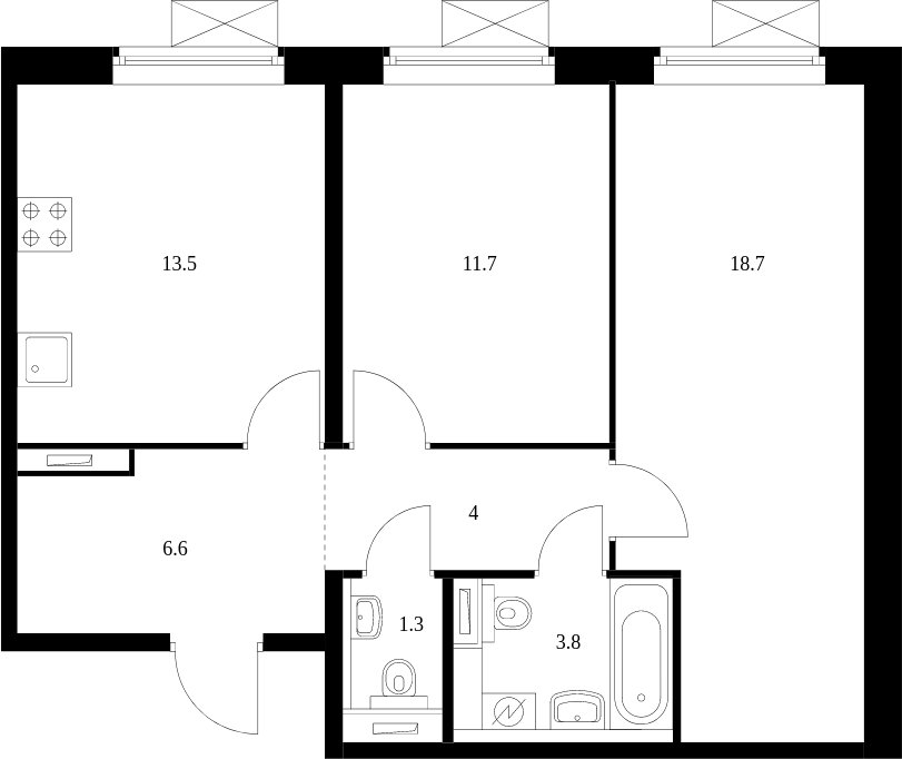 2-комнатная квартира с полной отделкой, 59.6 м2, 10 этаж, сдача 3 квартал 2024 г., ЖК Люблинский парк, корпус 15 - объявление 1999853 - фото №1