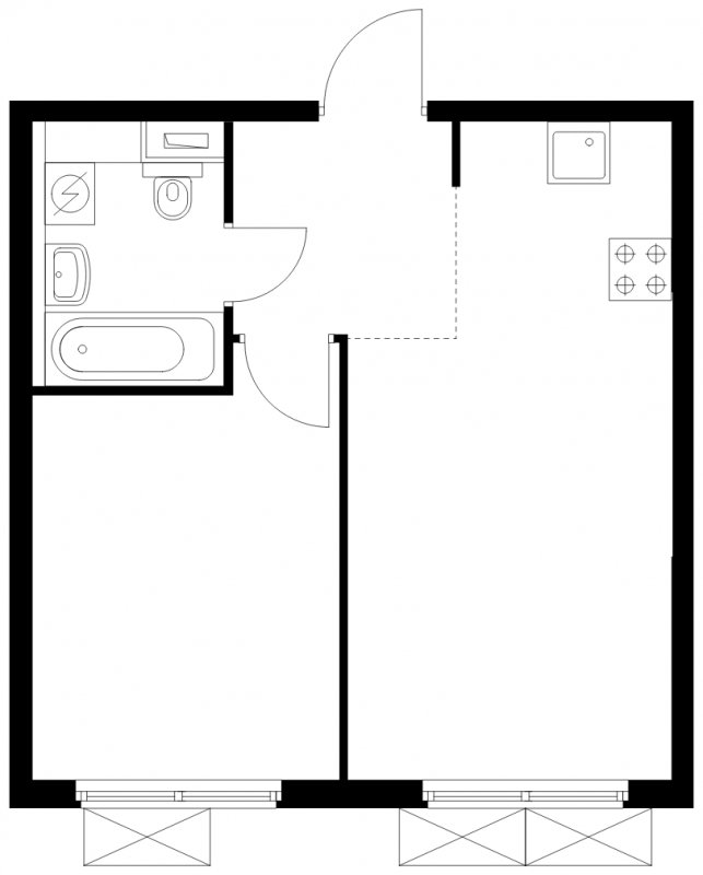 1-комнатная квартира с полной отделкой, 36.41 м2, 2 этаж, сдача 4 квартал 2024 г., ЖК Матвеевский Парк, корпус 1.3 - объявление 1782177 - фото №1