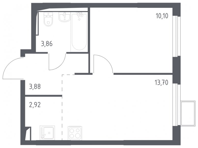 2-комнатная квартира (евро) с полной отделкой, 34.46 м2, 12 этаж, сдача 4 квартал 2024 г., ЖК Остафьево, корпус 14 - объявление 1967835 - фото №1