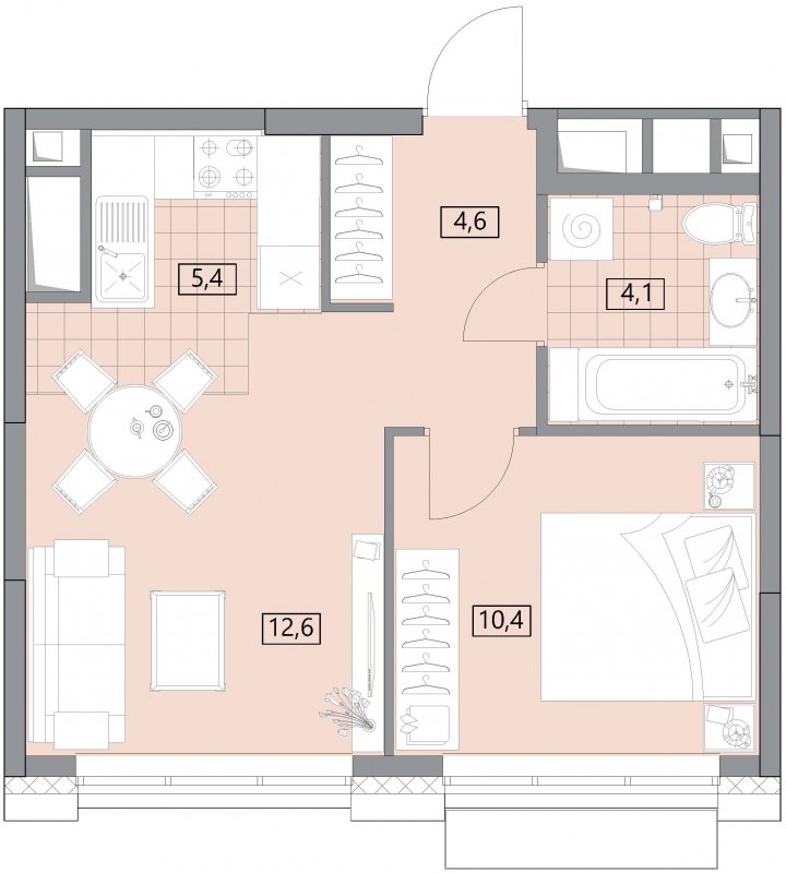 2-комнатная квартира (евро) с полной отделкой, 37.13 м2, 25 этаж, сдача 2 квартал 2022 г., ЖК Вестердам, корпус 3 - объявление 1415434 - фото №1