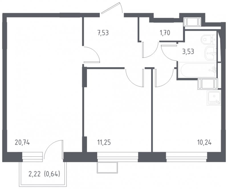 2-комнатная квартира с полной отделкой, 55.63 м2, 15 этаж, сдача 4 квартал 2023 г., ЖК Алхимово, корпус 7 - объявление 1821929 - фото №1