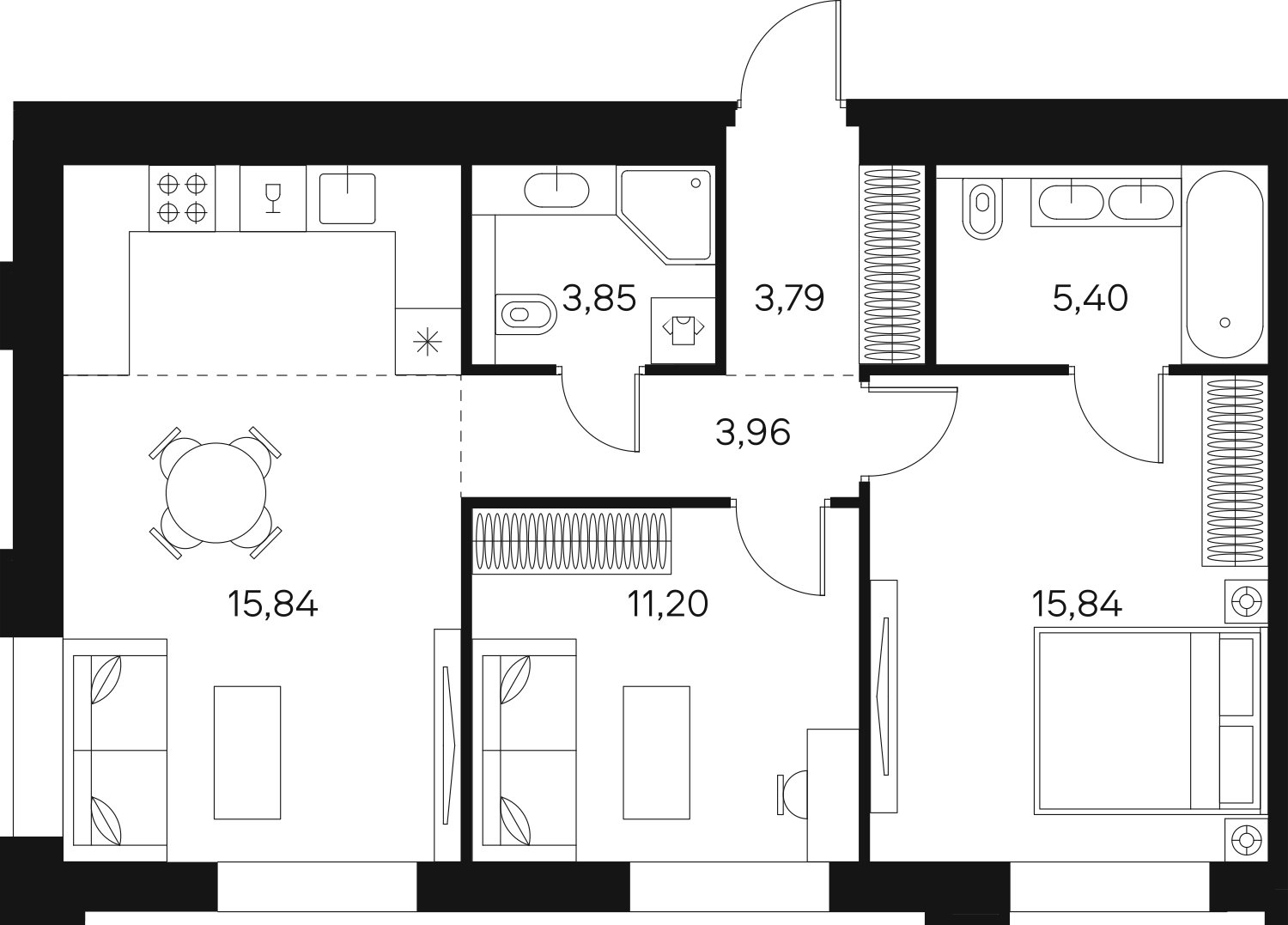 2-комнатная квартира без отделки, 66.04 м2, 15 этаж, сдача 4 квартал 2024 г., ЖК FØRST, корпус 2 - объявление 2257042 - фото №1