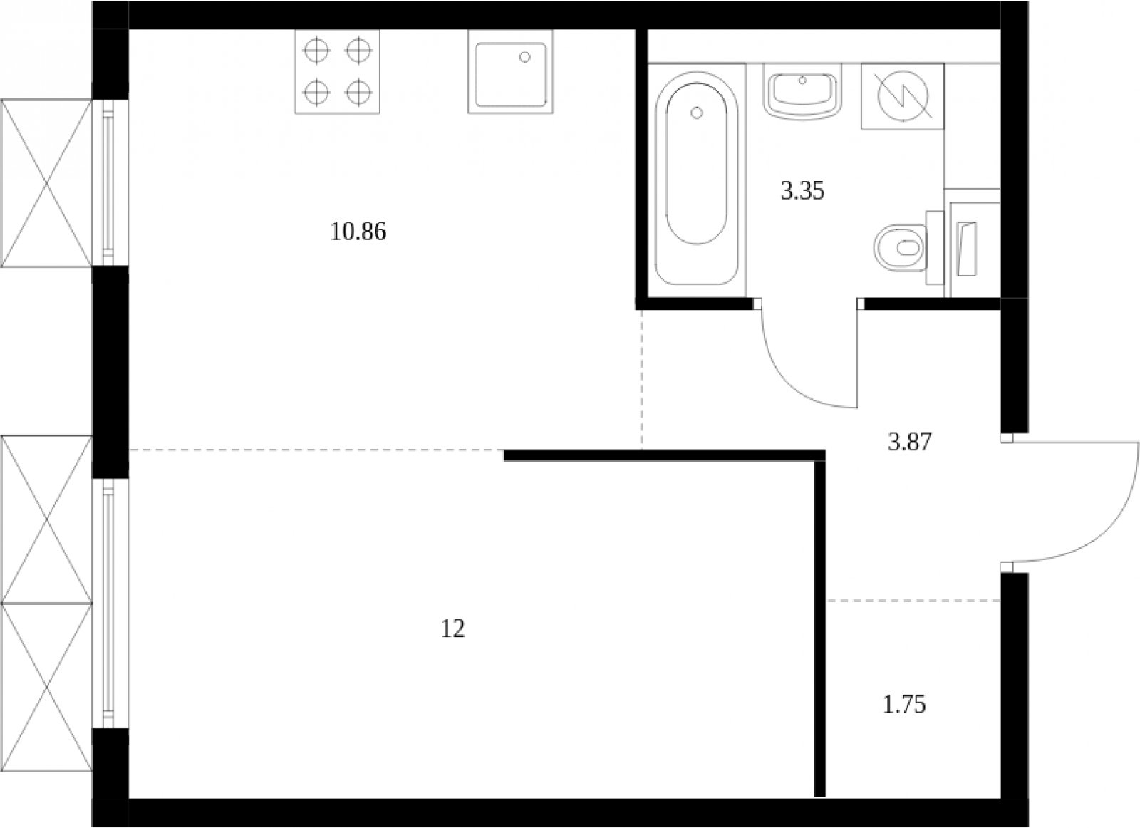 1-комнатная квартира с полной отделкой, 31.83 м2, 3 этаж, сдача 2 квартал 2025 г., ЖК Середневский лес, корпус 4.1 - объявление 2040017 - фото №1