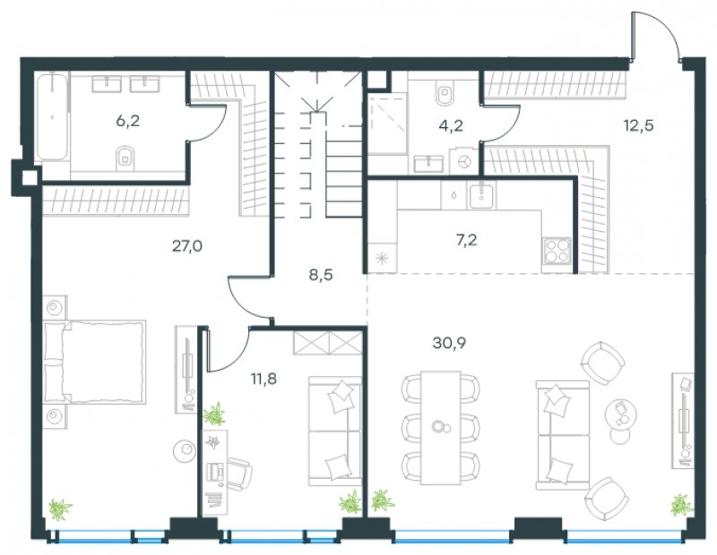 5-комнатная квартира без отделки, 180.9 м2, 41 этаж, сдача 2 квартал 2025 г., ЖК Level Мичуринский, корпус 2 - объявление 1775221 - фото №1