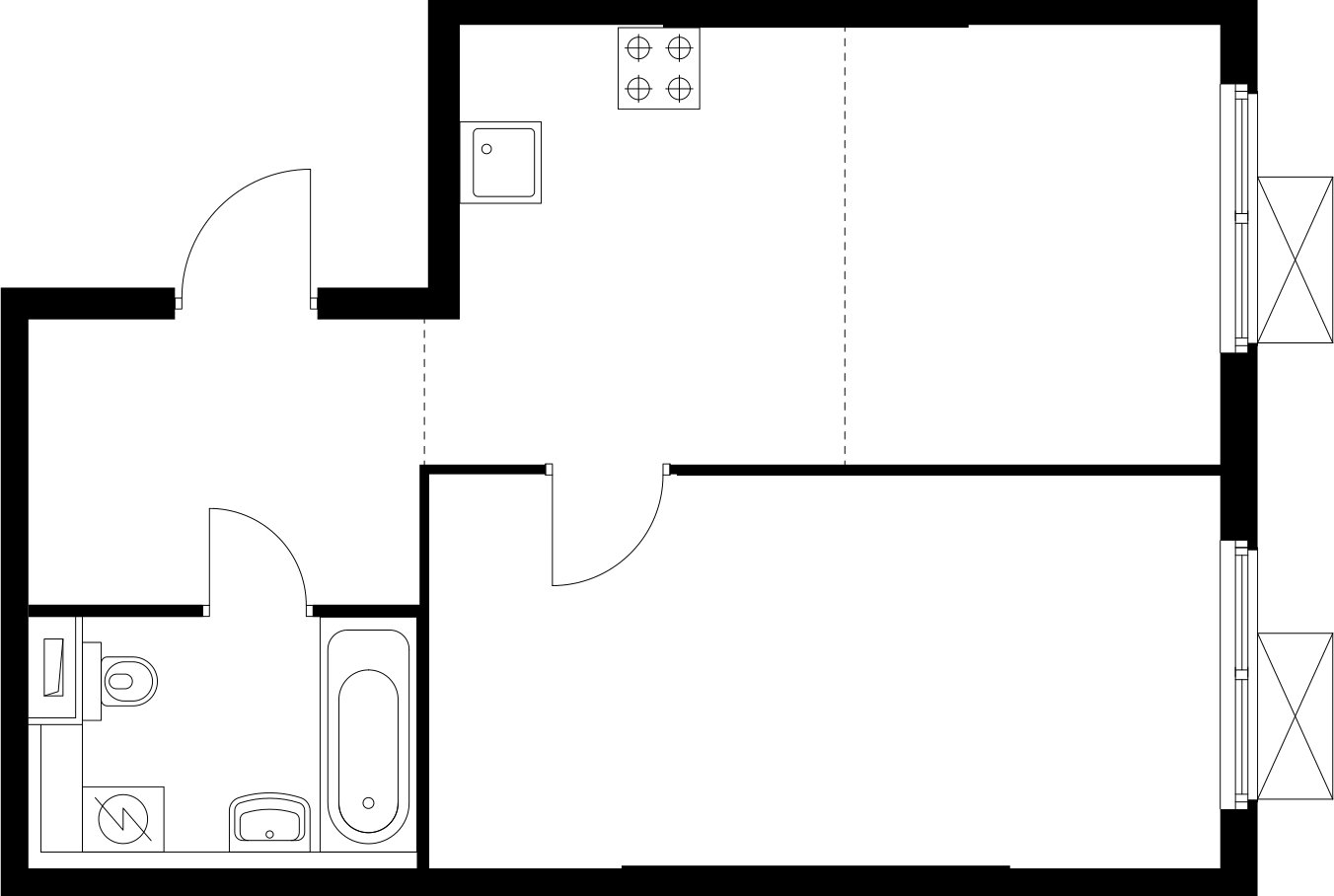 1-комнатная квартира с полной отделкой, 44.1 м2, 2 этаж, сдача 1 квартал 2025 г., ЖК Бунинские луга, корпус 3.8.1 - объявление 2342672 - фото №1
