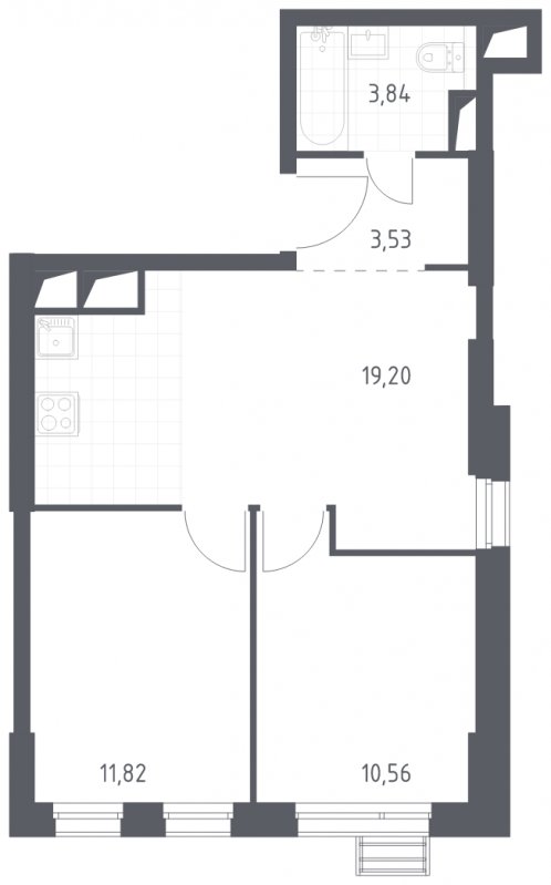 2-комнатные апартаменты с полной отделкой, 48.95 м2, 17 этаж, сдача 4 квартал 2023 г., ЖК Квартал Спутник, корпус 15 - объявление 1595833 - фото №1