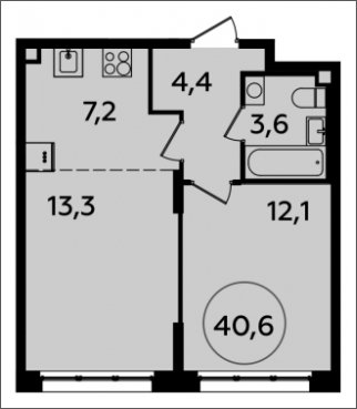 2-комнатная квартира (евро) с полной отделкой, 40.6 м2, 2 этаж, сдача 2 квартал 2024 г., ЖК Испанские кварталы, корпус 8.1 - объявление 1633272 - фото №1