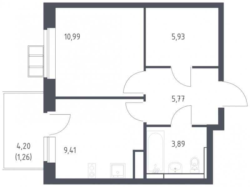 1-комнатная квартира с полной отделкой, 37.25 м2, 10 этаж, сдача 1 квартал 2025 г., ЖК Алхимово, корпус 9 - объявление 1953314 - фото №1
