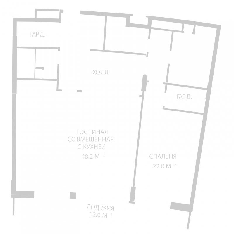 2-комнатная квартира (евро) без отделки, 122.8 м2, 8 этаж, дом сдан, ЖК Сколково Парк, корпус 1 - объявление 1837971 - фото №1