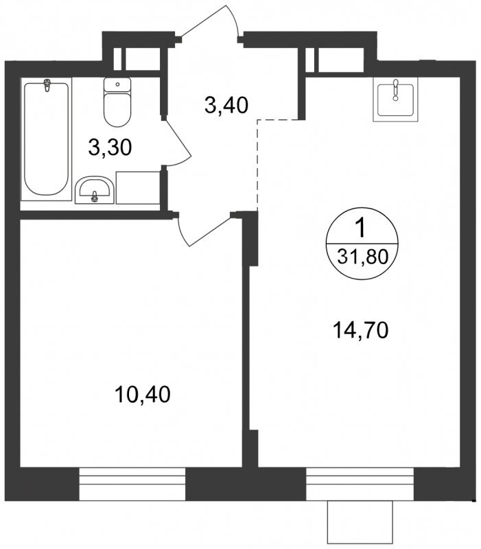 1-комнатные апартаменты с полной отделкой, 31.8 м2, 16 этаж, сдача 1 квартал 2023 г., ЖК Люберцы, корпус 65 - объявление 1503244 - фото №1