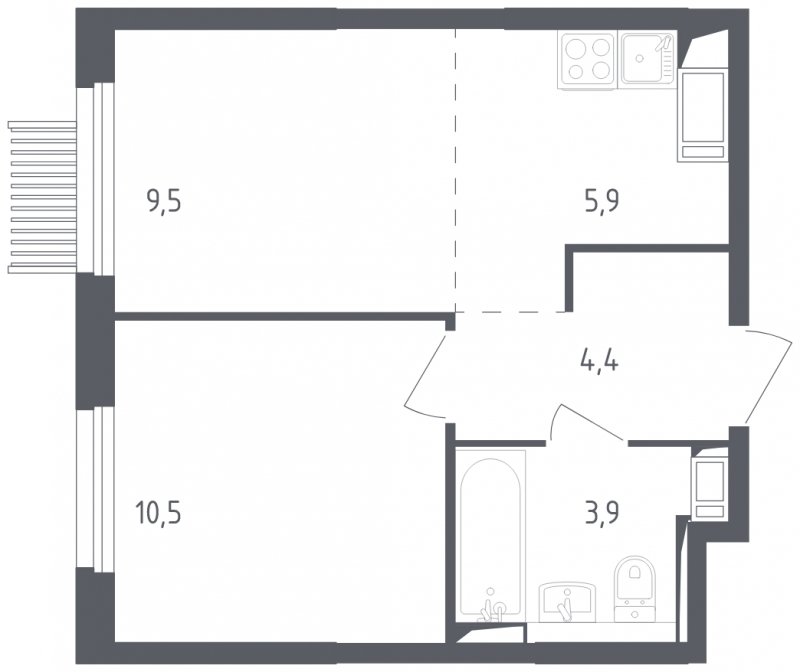 2-комнатная квартира с полной отделкой, 34.2 м2, 8 этаж, сдача 2 квартал 2025 г., ЖК Мытищи Парк, корпус 4 - объявление 1823516 - фото №1