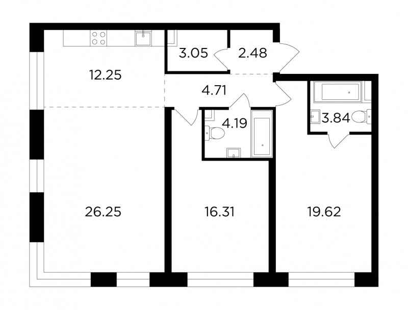 3-комнатная квартира без отделки, 92.7 м2, 2 этаж, сдача 4 квартал 2023 г., ЖК FORIVER, корпус 9 - объявление 1748126 - фото №1