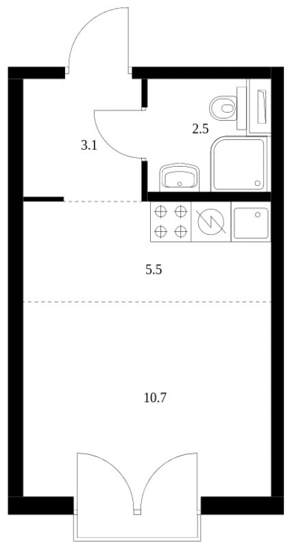 Студия с полной отделкой, 21.8 м2, 9 этаж, сдача 2 квартал 2024 г., ЖК Академика Павлова, корпус 56 - объявление 1679353 - фото №1