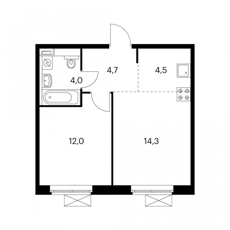 2-комнатная квартира с полной отделкой, 39.5 м2, 17 этаж, сдача 2 квартал 2022 г., ЖК Кузьминский лес, корпус 3-4 - объявление 1548175 - фото №1