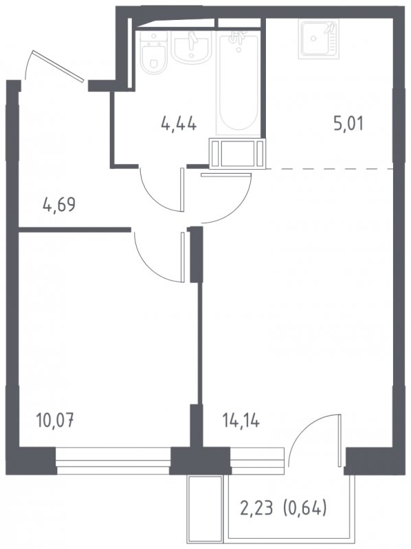 2-комнатная квартира (евро) с полной отделкой, 38.99 м2, 9 этаж, сдача 4 квартал 2023 г., ЖК Алхимово, корпус 7 - объявление 1961726 - фото №1