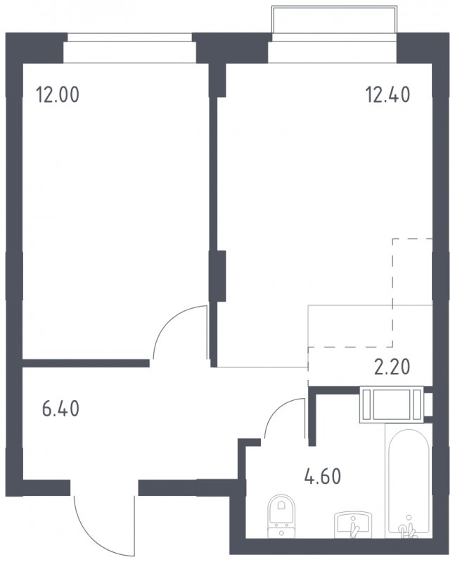 1-комнатная квартира с полной отделкой, 37.6 м2, 8 этаж, сдача 1 квартал 2023 г., ЖК Алхимово, корпус 3.2 - объявление 1716838 - фото №1