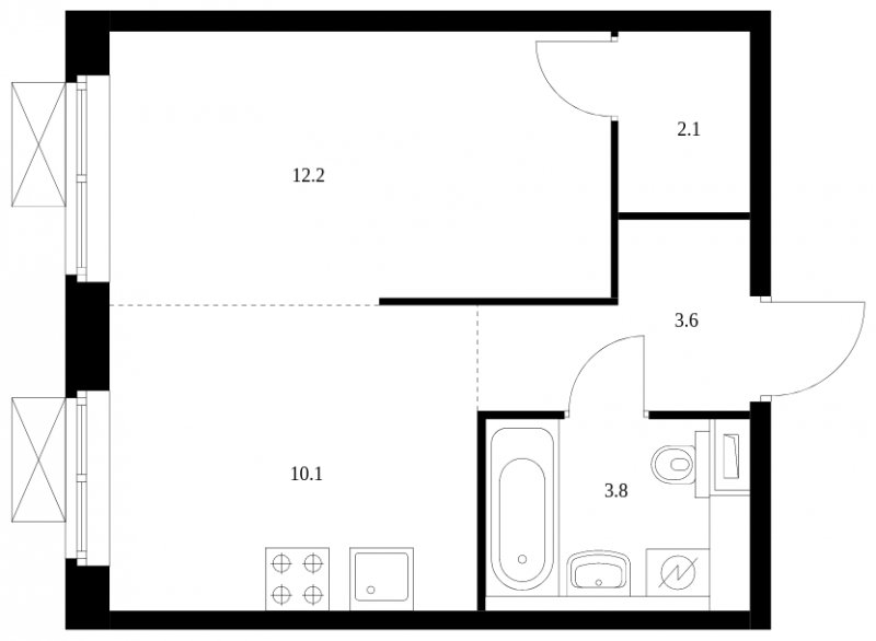 1-комнатная квартира с полной отделкой, 31.8 м2, 2 этаж, сдача 3 квартал 2023 г., ЖК Кольская 8, корпус 1 - объявление 1526946 - фото №1