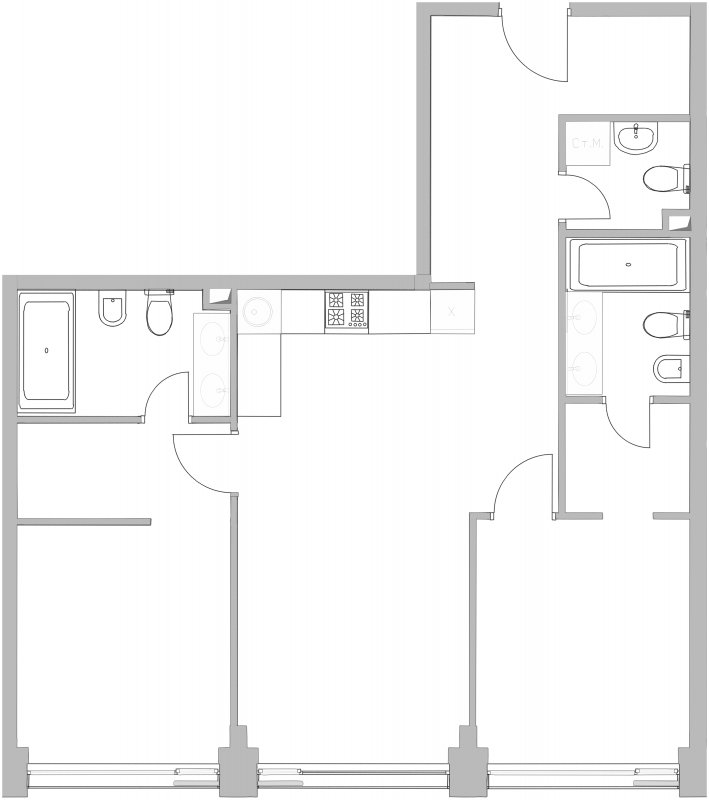 2-комнатная квартира с частичной отделкой, 69.9 м2, 7 этаж, сдача 4 квартал 2022 г., ЖК Kazakov Grand Loft, корпус 1 - объявление 1757912 - фото №1