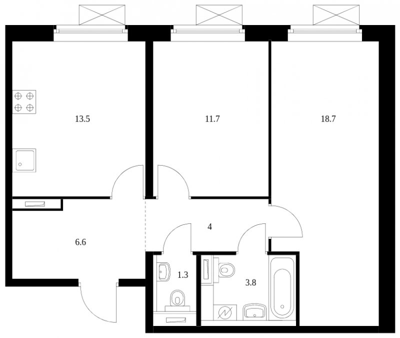 2-комнатная квартира с полной отделкой, 59.6 м2, 15 этаж, сдача 3 квартал 2024 г., ЖК Люблинский парк, корпус 15 - объявление 1670475 - фото №1