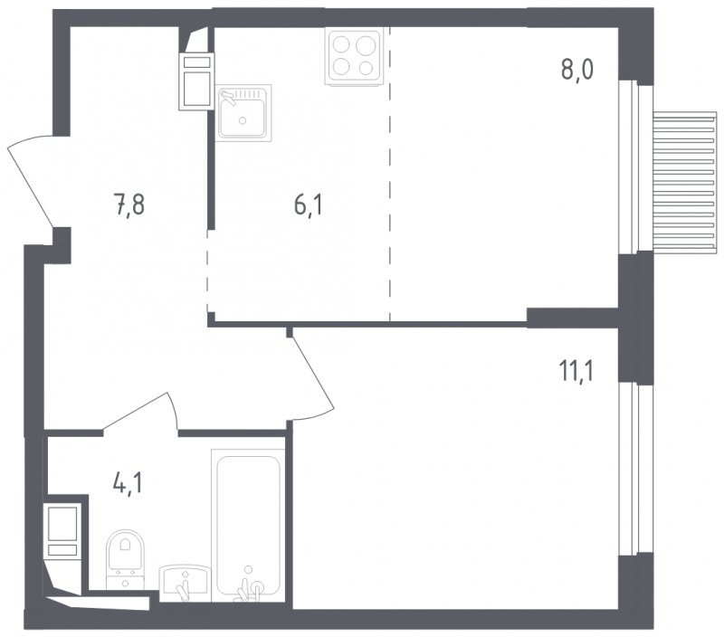 2-комнатная квартира с полной отделкой, 37.1 м2, 2 этаж, сдача 2 квартал 2024 г., ЖК Мытищи Парк, корпус 3 - объявление 1822041 - фото №1
