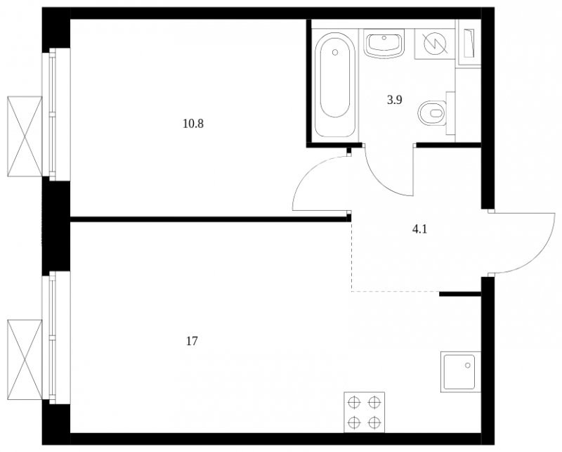 1-комнатная квартира с полной отделкой, 35.8 м2, 2 этаж, сдача 3 квартал 2023 г., ЖК Кольская 8, корпус 1 - объявление 1823680 - фото №1
